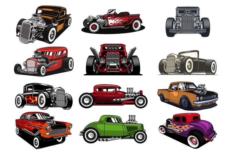 Classic Car Svg, Hot Rod Car Svg, Vintage Car Svg, Muscle Car Svg, car clipart, Hot Rod silhouette, Hot Rod Flames Svg, Hot wheels svg, muscle car bundle, old car svg, sport car svg, classic cars svg, hot rod vector