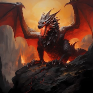Fiery Dragon Digital Art: Fantasy Wall Decor (Digital Download)