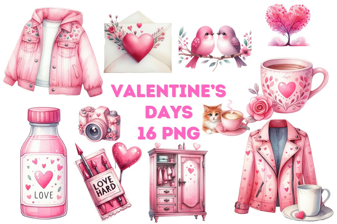 16 Watercolor Valentine's Day Clipart | Red Flowers, Instant Download ...