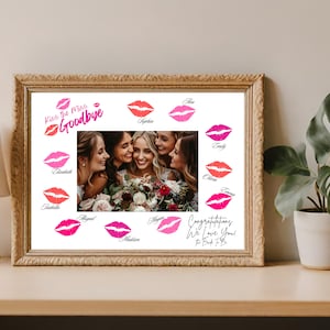 Mata fotograficzna Kiss the Miss Goodbye - Pamiątka z wieczoru panieńskiego 8x10 - Wydrukuj i opraw - Gra Bachelorette - Zdjęcie DIY 4x6 - Natychmiastowe pobranie