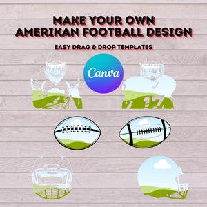 American Football Canva Frames Bundle: Drag & Drop Photo Template (PNG)