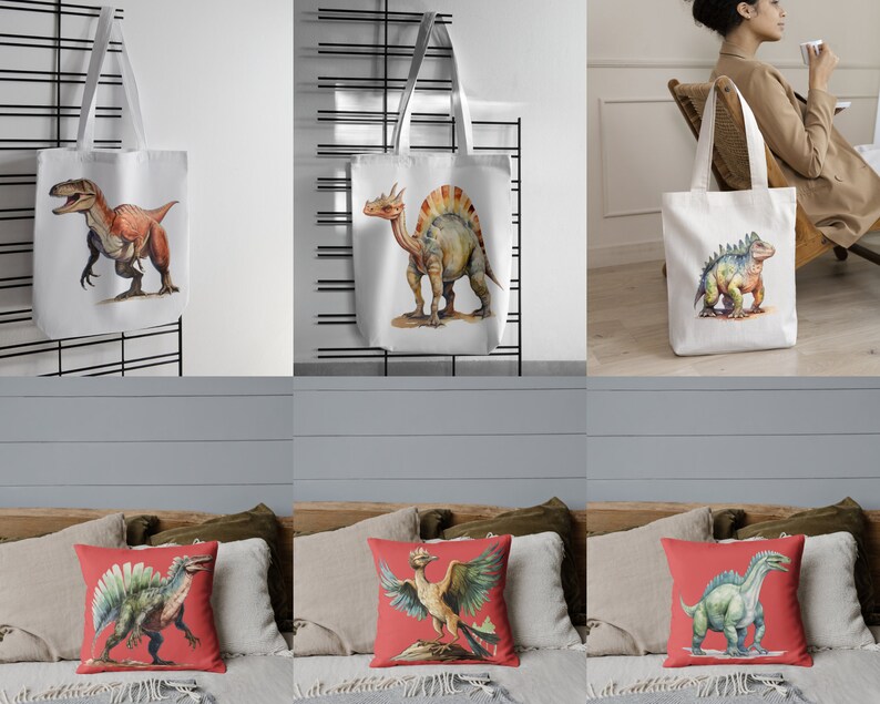 Watercolor Dinosaurs Clipart Bundle: Fantasy T-rex PNG (digital ...