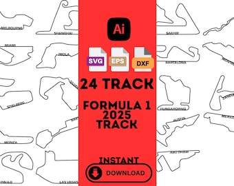 Formula 1 2025 Truck SVG Files, 24 Tracks Of The Year 2025, EPS Files, DXF file, Black Design, Formula 1, F1 Track, Monaco, F1 Bundle