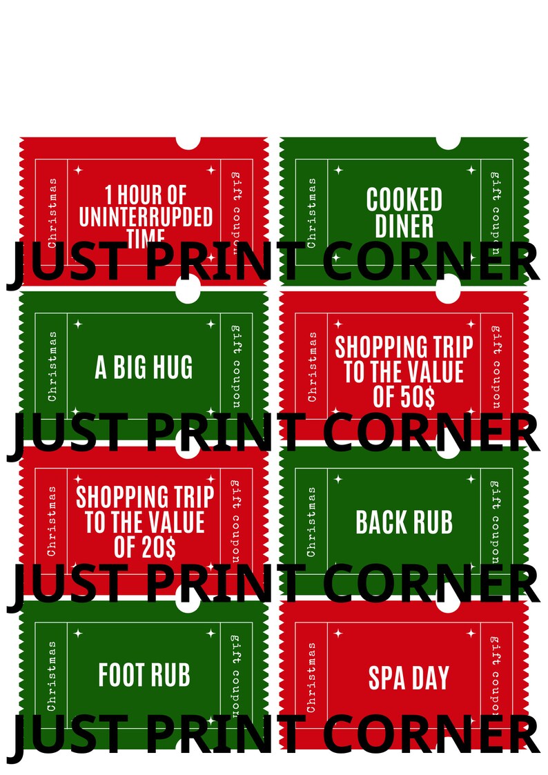 Printable Christmas Coupons With Christmas Envelope, 16 Coupons, Pdf