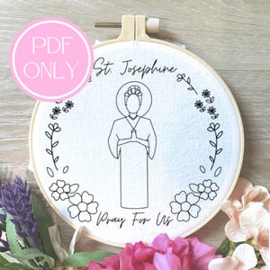 Saint Josephine Bakhita, digital hand embroidery design, pdf pattern, catholic embroidery, hand embroidery pattern, christian needlework