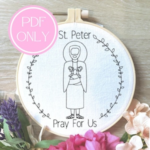 Saint Peter, digital hand embroidery design, pdf pattern, catholic embroidery, hand embroidery pattern, christian needlework