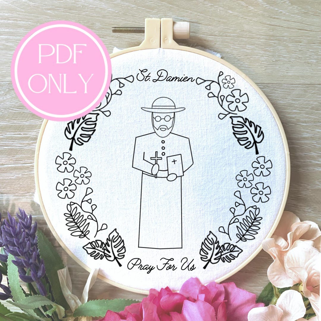 Saint Damien Molokai Embroidery Design, Catholic Needlework (PDF ...