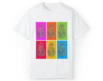 Cat Art Graphic Unisex Garment-Dyed T-shirt