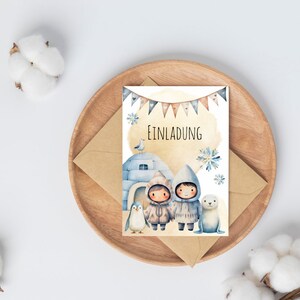 Arctische uitnodigingskaarten voor kinderverjaardagen met pinguïn en zegel set van 10 A6 met enveloppen