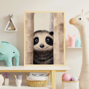 Dulce póster para habitación infantil en tamaño A4 o A3 con un simpático mapache