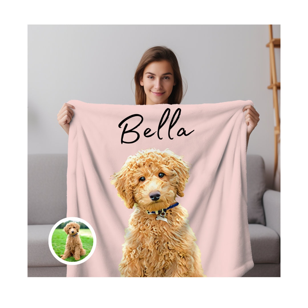 Custom Pet Blanket Using Pet Photo Name Custom Dog Blanket Personalized