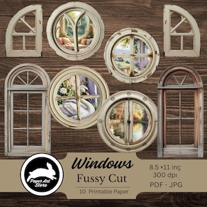 Rustikale Fenster, FUSSY CUTS, antike Fotorahmen, Junk Journal Fensterformen, Ausschnitte Kit, wählerisch, viktorianisch & rustikal,