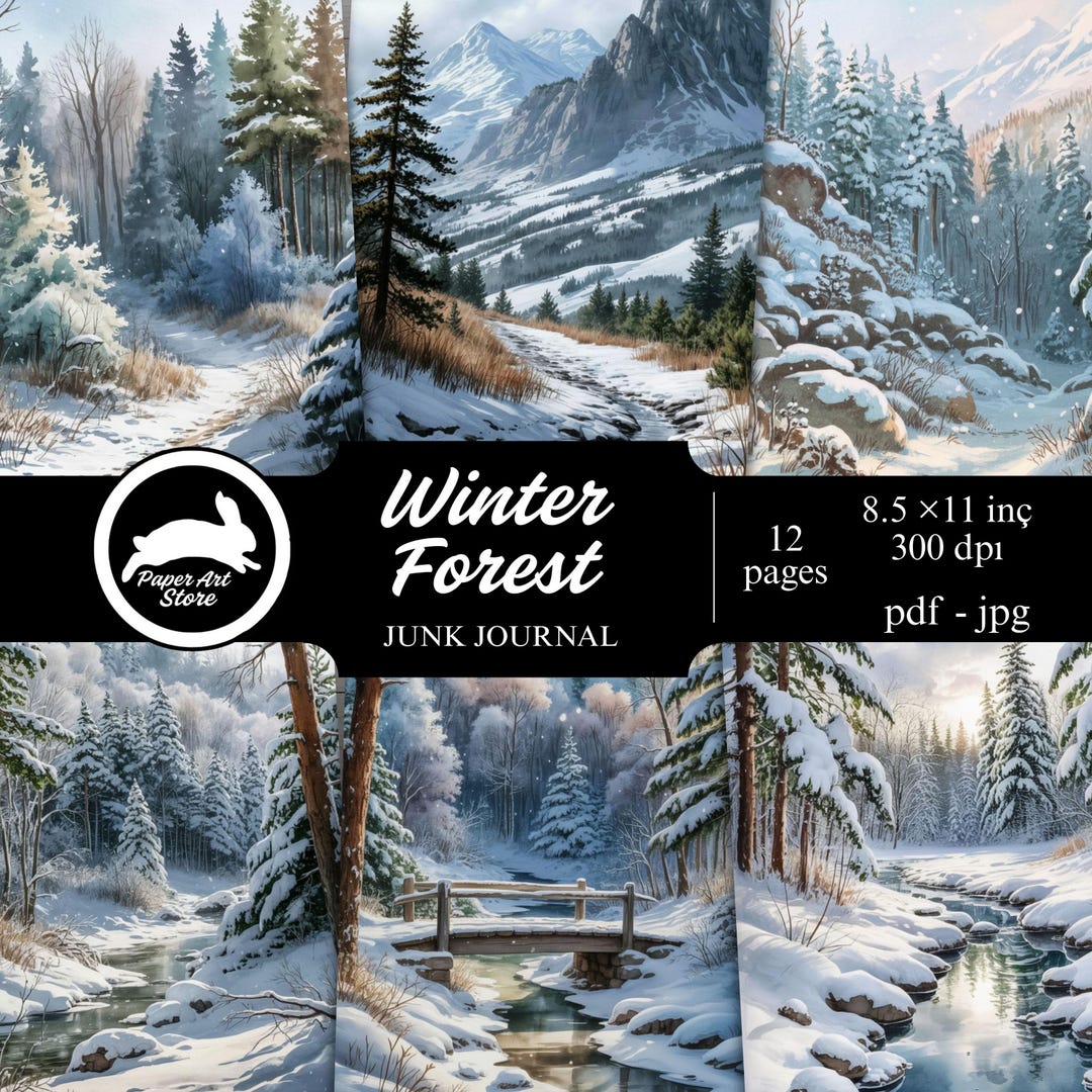 Winter Forest- Junk Journal- Printable Paper, Ephemera, Enchanted ...