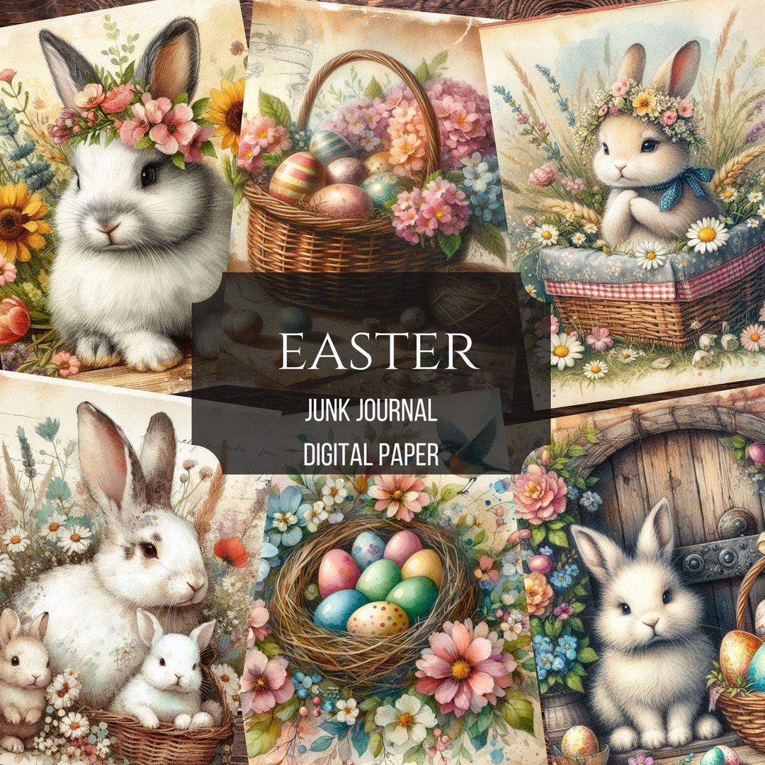 Spring Easter Junk Journal Ephemera, Easter Bunny Collage, Easter ...