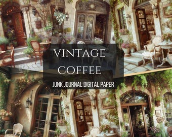 Vintage Coffee Junk Journal Kit- Coffee Shop Ephemera, Digital Scrapbook Paper, Cafe Collage Sheet, Sheet, Digital Paper , Coffee Lovers