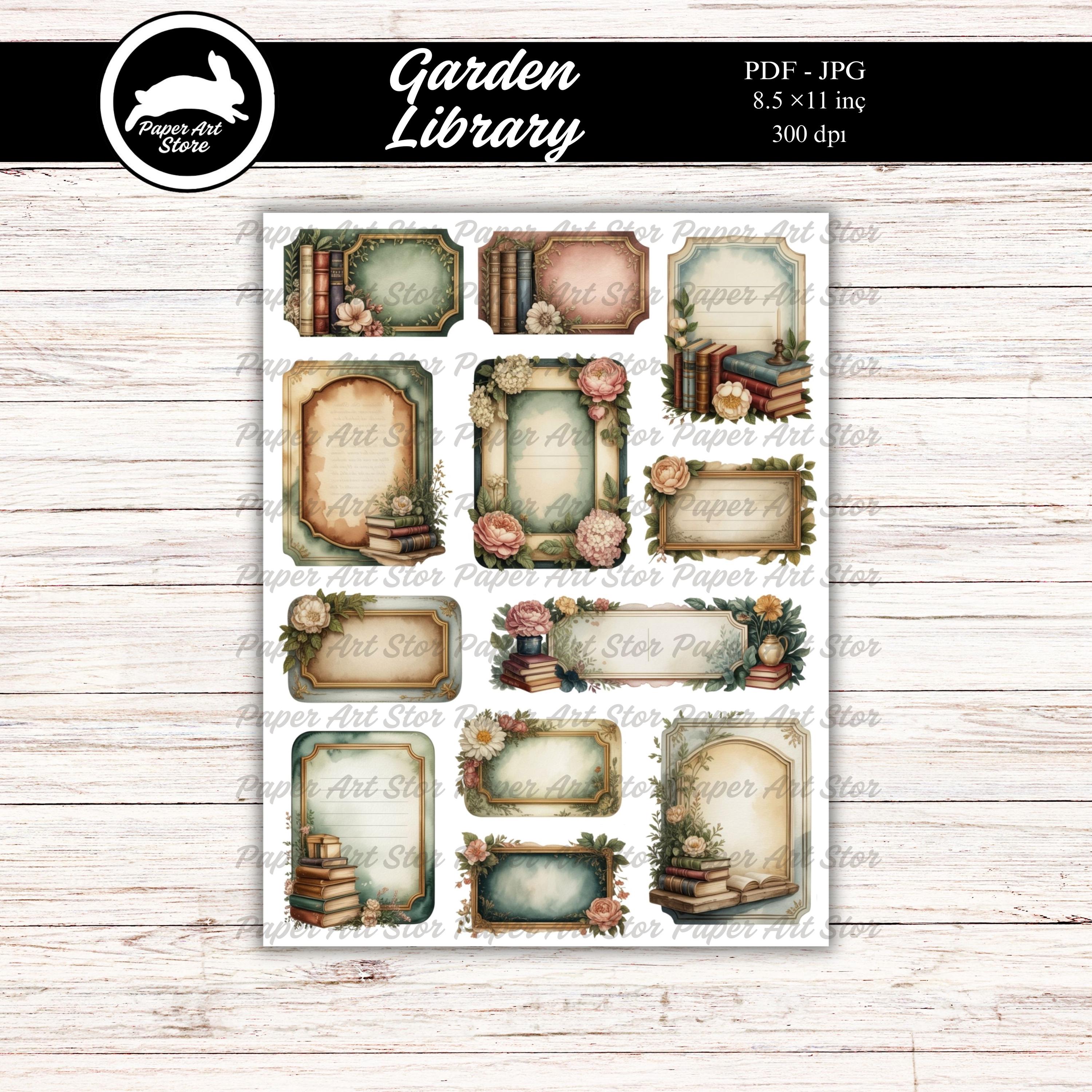 Garden Library Vintage Floral Labels & Clusters, Printable Junk Journal ...