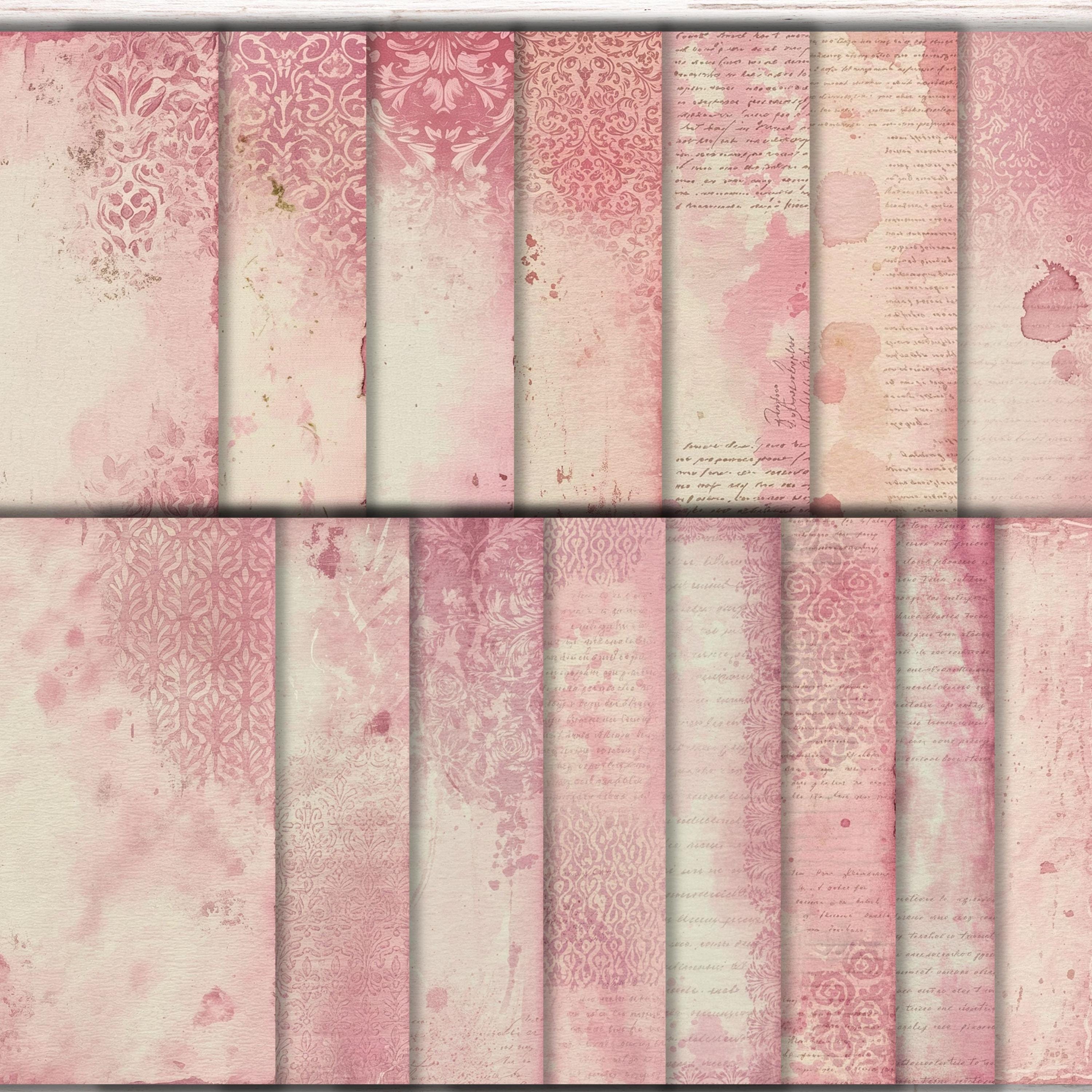 Vintage Pink Paper ,junk Journal Pages, Neutral Old Paper, Shabby Chic ...