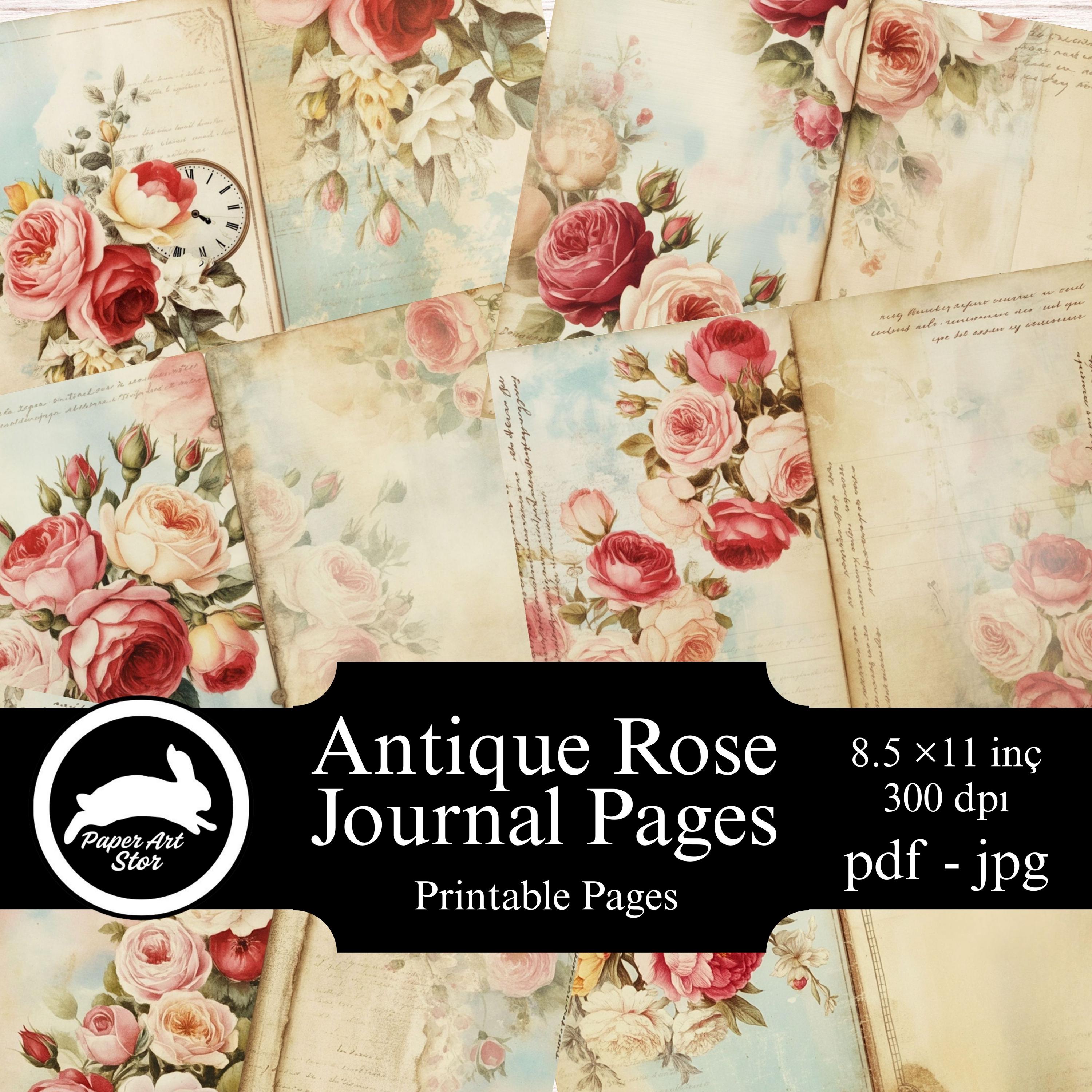Shabby Chic Rose Junk Journal Kit, Vintage Floral Ephemera,collage ...