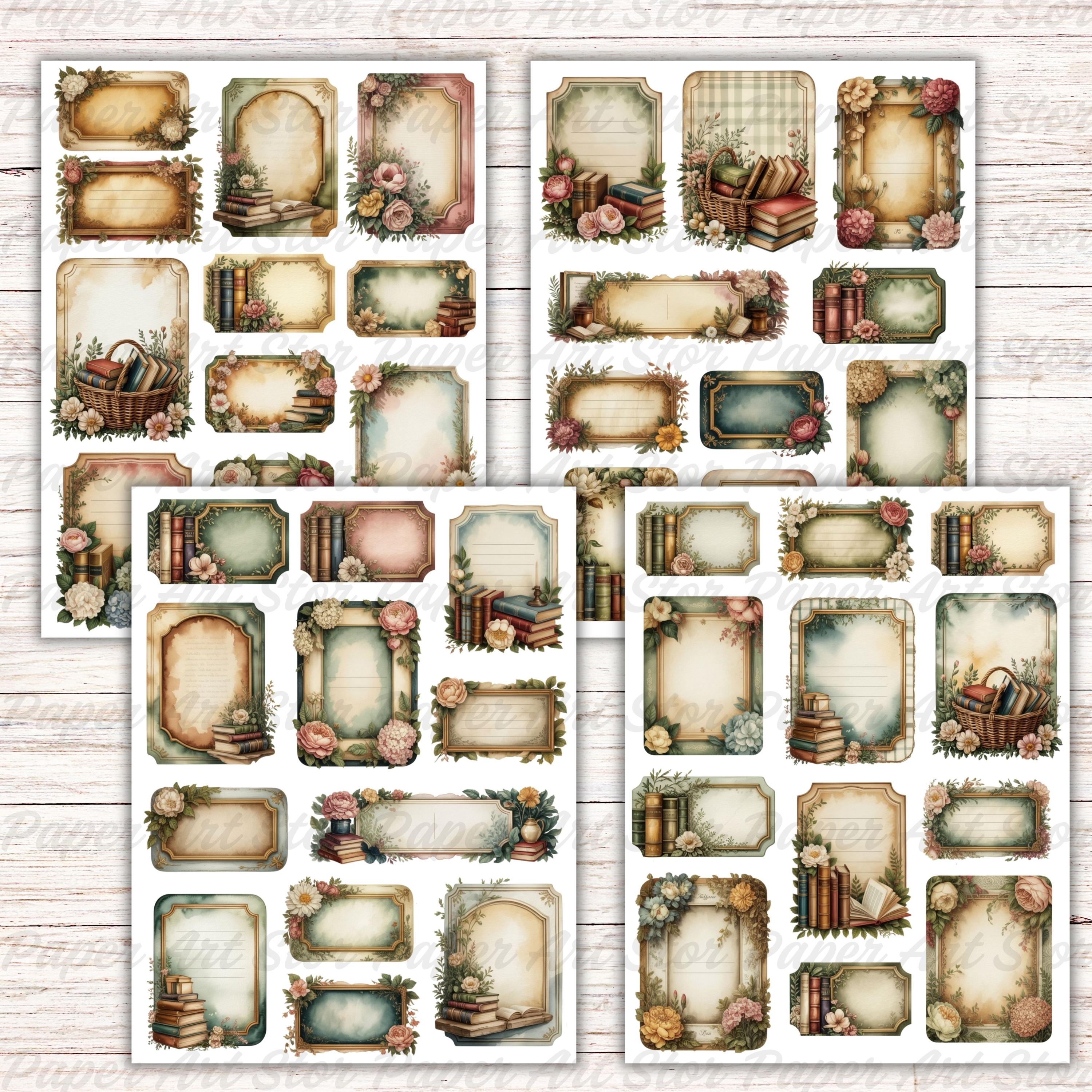 Garden Library Vintage Floral Labels & Clusters, Printable Junk Journal ...