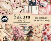Asian Junk Journal, Cherry Blossom Paper, Japanese Garden, Junk Journal Supply Sakura Journal , Spring Junk Journal, Sakura Paper Kit