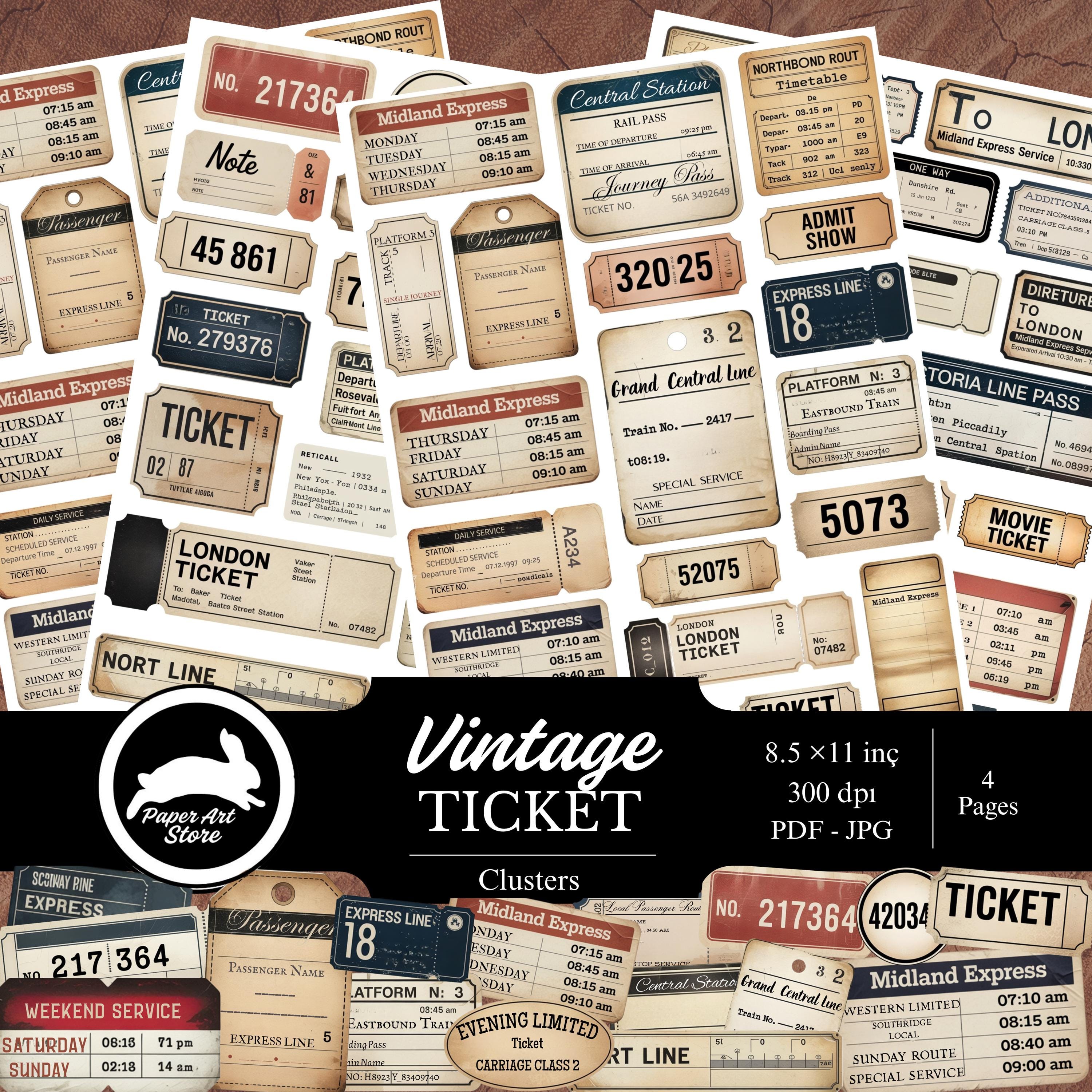 Antique train ticket - Etsy 日本