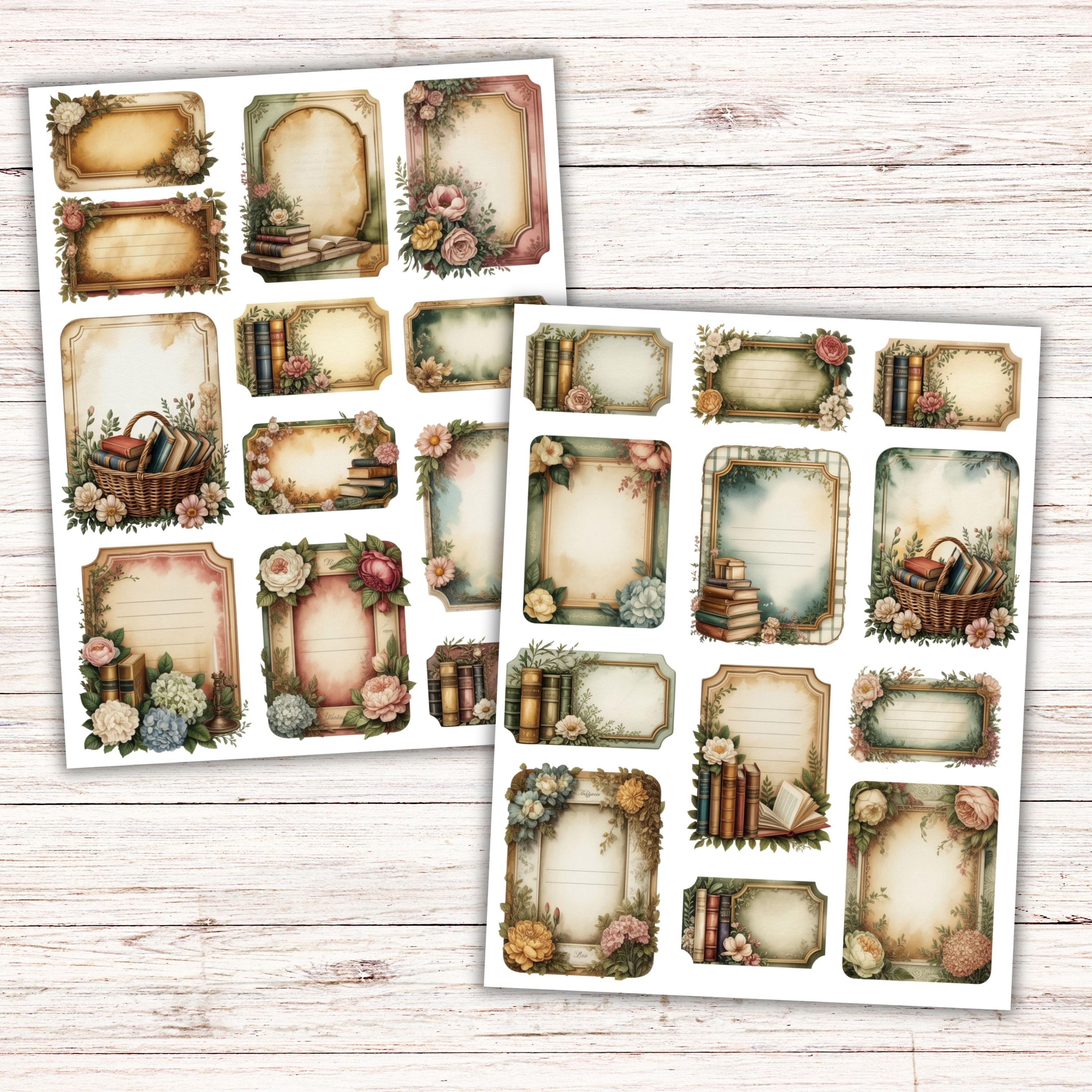 Garden Library Vintage Floral Labels & Clusters, Printable Junk Journal ...