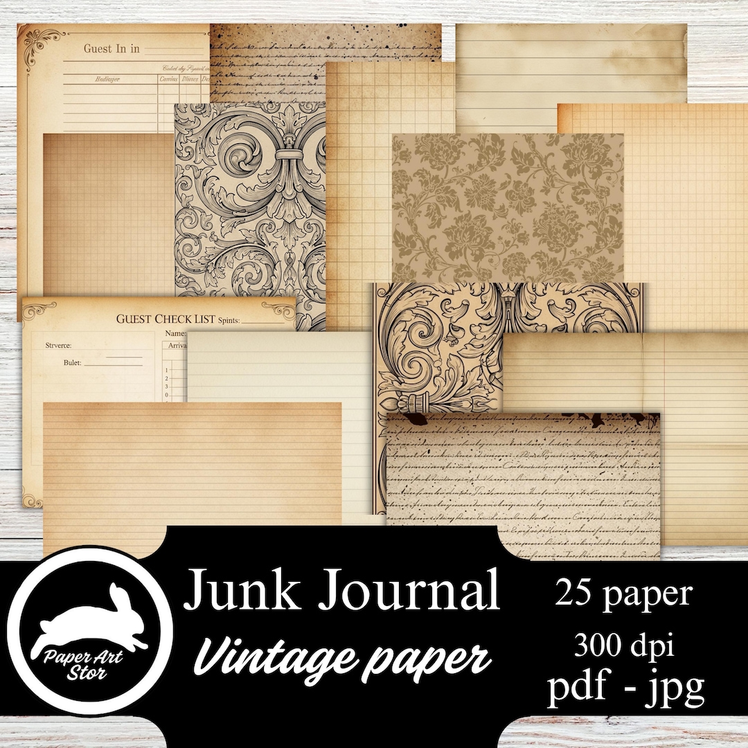 Coffee Dyed Journal Paper, Digital Documents, Neutral Junk Journal, Old ...