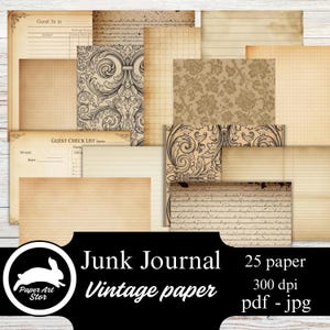Coffee Dyed Journal Paper: Vintage Style Printable Ephemera (PDF Download)