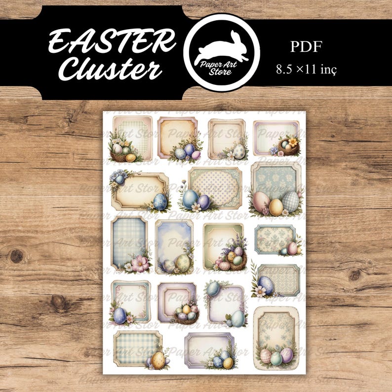 Easter Ephemera Kit, Printable Easter Clusters, Mini Junk Journal Kit ...