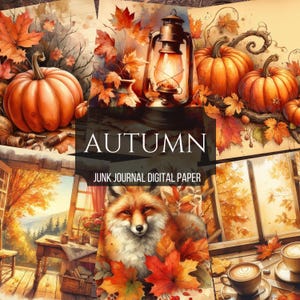 Autumn Junk Journal Kit, Vintage Fall Ephemera, Pumpkins Paper, Vintage Fall Junk Journal, Autumn Leaves Scrapbook Pages, Vintage Ephemera