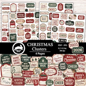 Digitale 'Junk Journal' met kerstthema | Vintage Victoriaanse kerstversieringen | DIY kerstknutselwerkjes | Scrapbooks | Uitknippen | Woordclusters