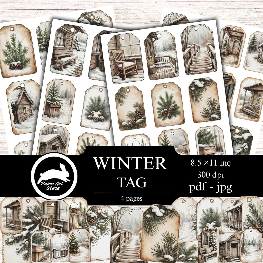 Winter Tag Printable | Winter Junk Journal Tags | Cozy Vintage Winter ...