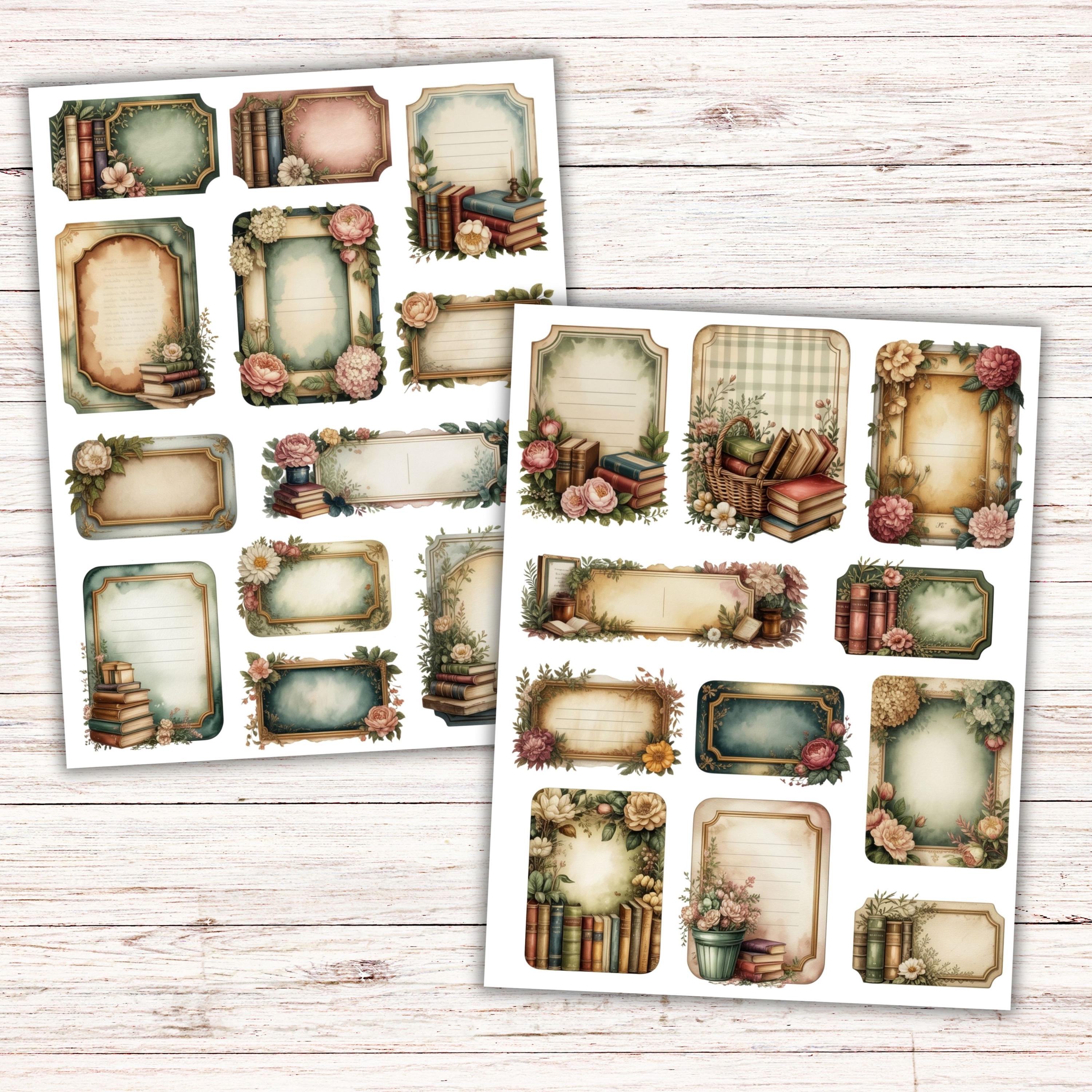 Garden Library Vintage Floral Labels & Clusters, Printable Junk Journal ...