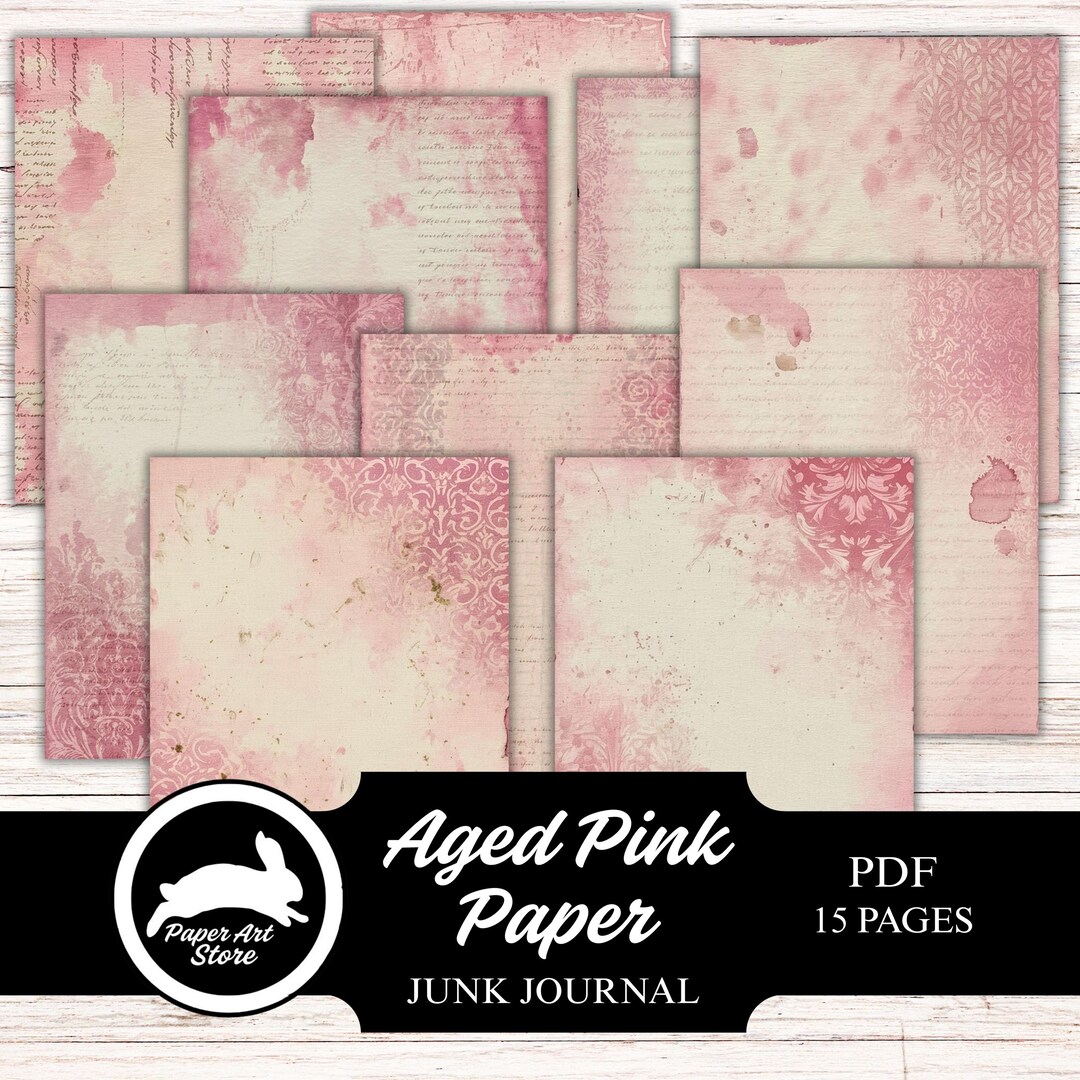 Vintage Pink Paper ,junk Journal Pages, Neutral Old Paper, Shabby Chic ...