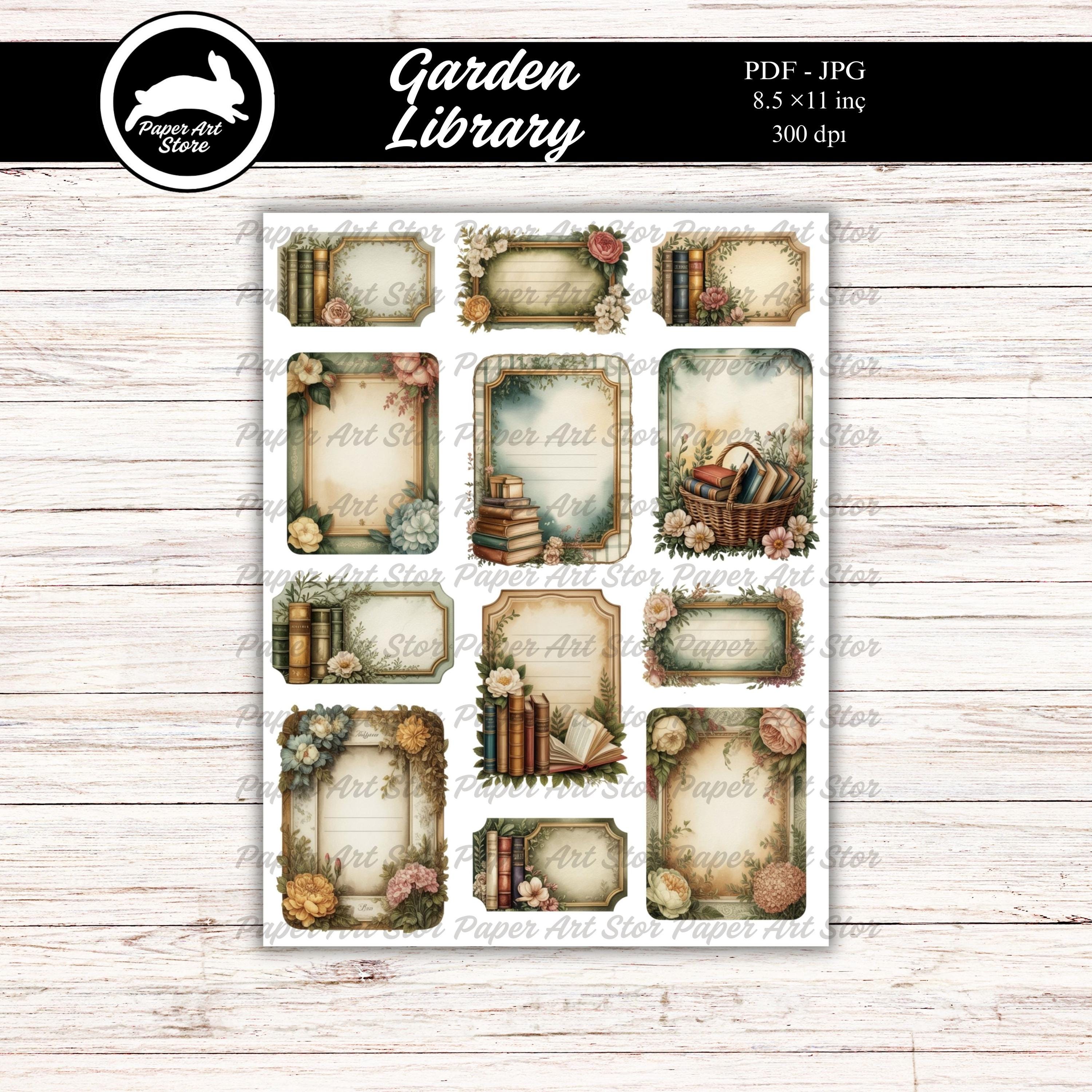 Garden Library Vintage Floral Labels & Clusters, Printable Junk Journal ...