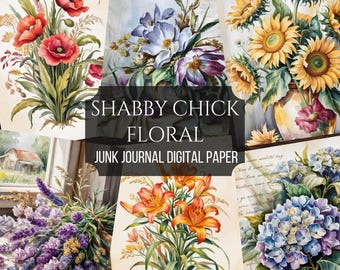 Flowers Junk Journal ,Printable Pages, Floral Ephemera Kit, Botanical Junk Journal Paper, Digital Wildflower Collage Sheets,Floral Gardening