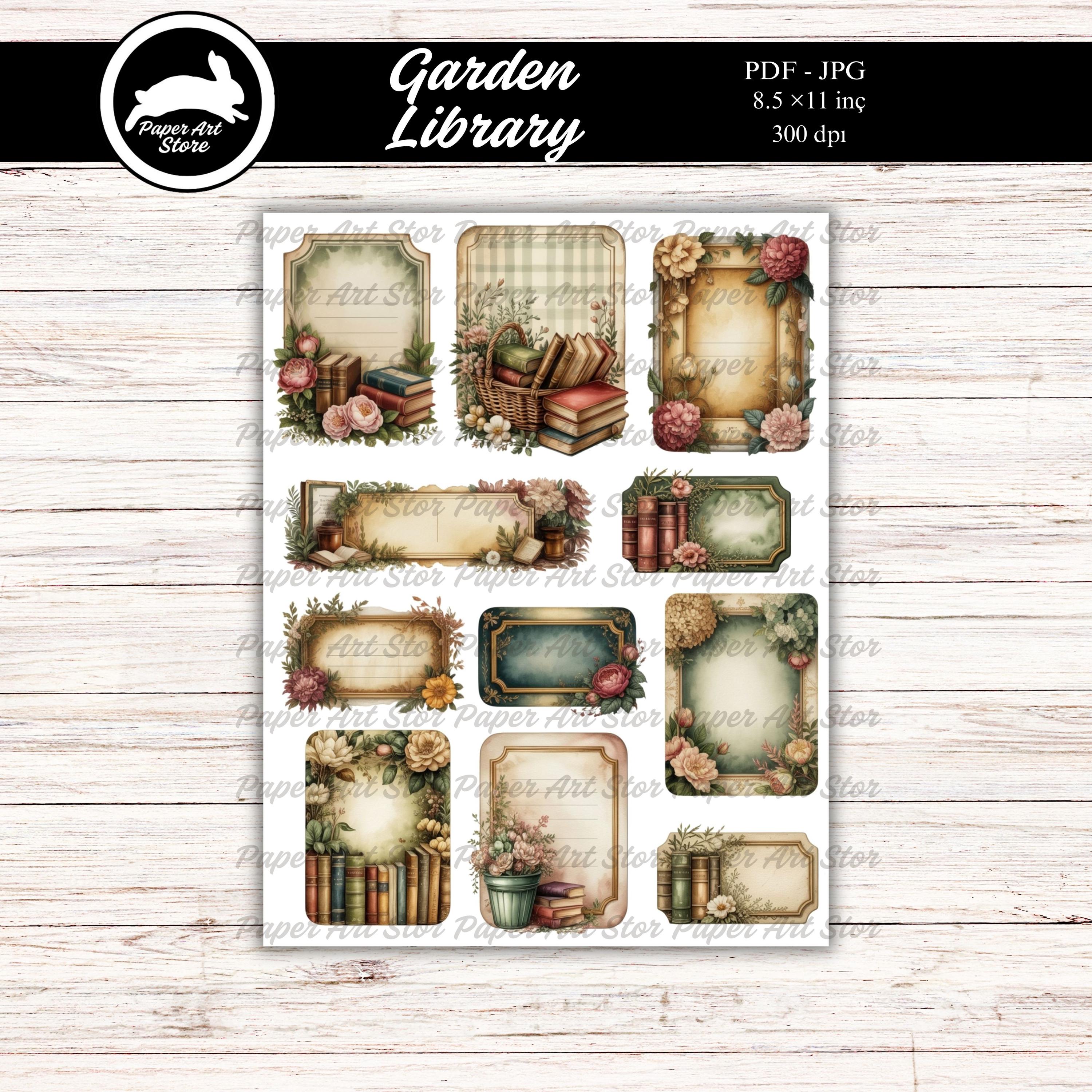 Garden Library Vintage Floral Labels & Clusters, Printable Junk Journal ...