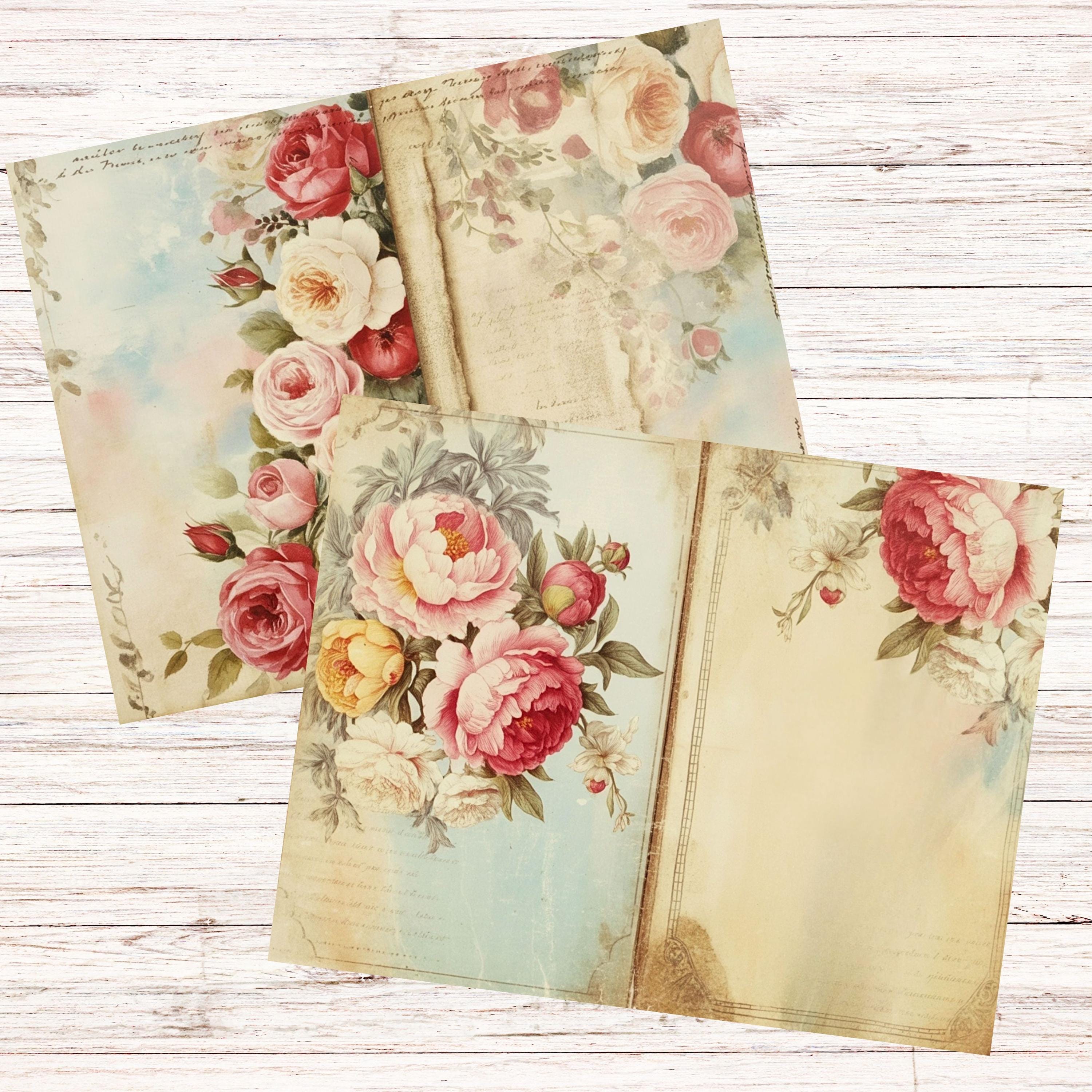 Shabby Chic Rose Junk Journal Kit, Vintage Floral Ephemera,collage ...