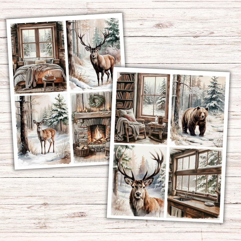 Vintage Winter Season Junk Journal Kit, Neutral White Ephemera, Winter ...