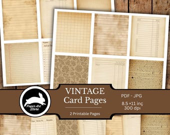 Junk Journal- Vintage Card, ATC Ephemera, Vintage Writing Page, Lined Paper, Vintage Writing Page, Grunge Ephemera