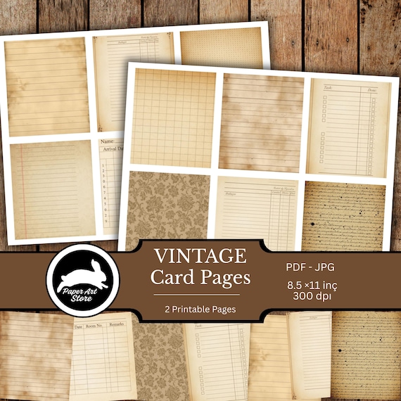 Junk Journal- Vintage Card, ATC Ephemera, Vintage Writing Page, Lined Paper, Vintage Writing Page, Grunge Ephemera