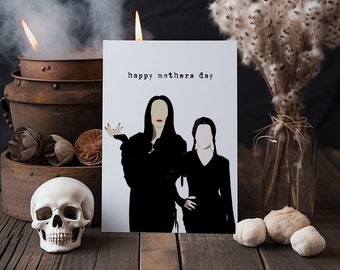 Mothers Day Card The Addams Family Wednesday Bats Goth Mothers Day Card For Her Funny Mothers Day Mothers Day Card Halloween spooky mum mom
