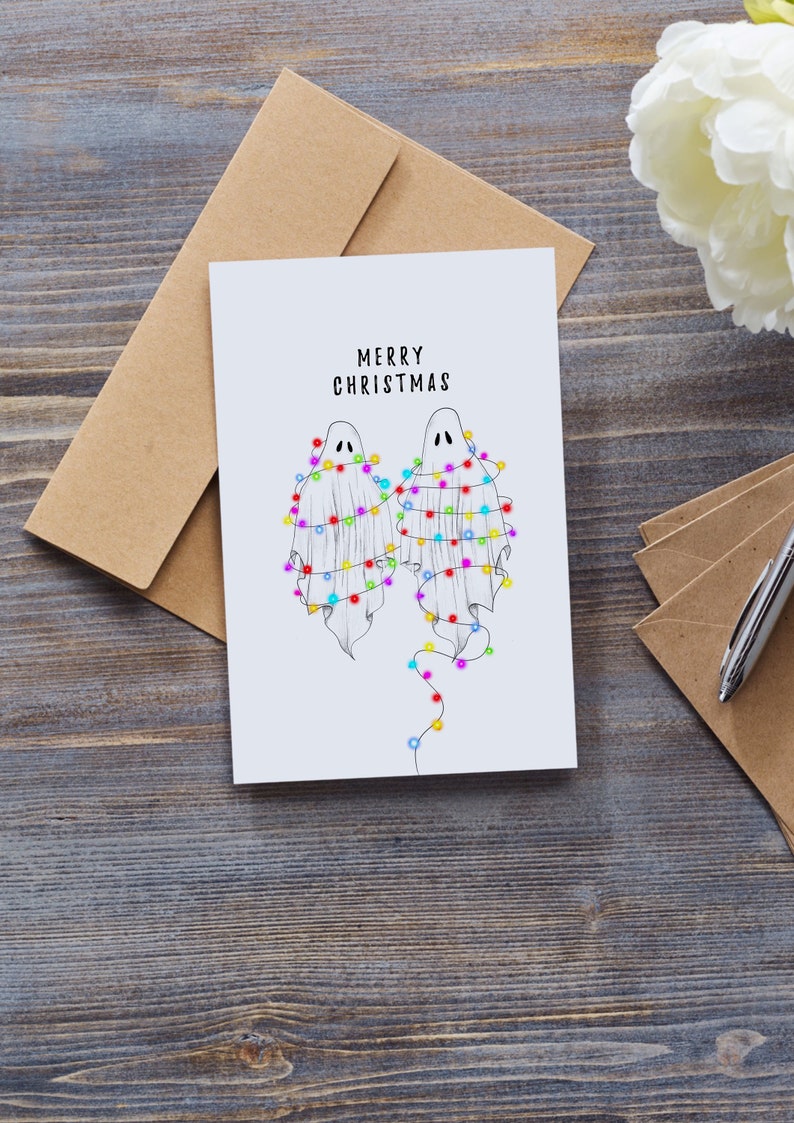 Ghost Fairy Lights Christmas Card Alternative Christmas Card Etsy