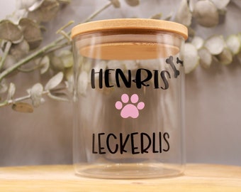 Treat tin for dogs and cats, personalized treat tin, glass with name