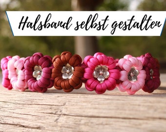 Blumen Halsband selbst gestalten, Blümchenhalsband, Hundehalsband Blumen, Paracord, Individuell gestaltbar