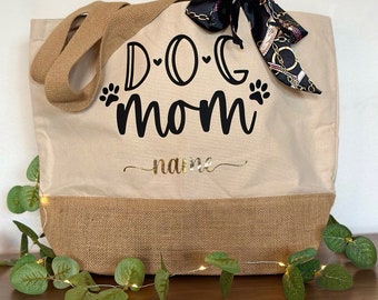 Dogmom Jutetasche, personalisierte Jutetasche, Jutebeutel, Einkaufstasche