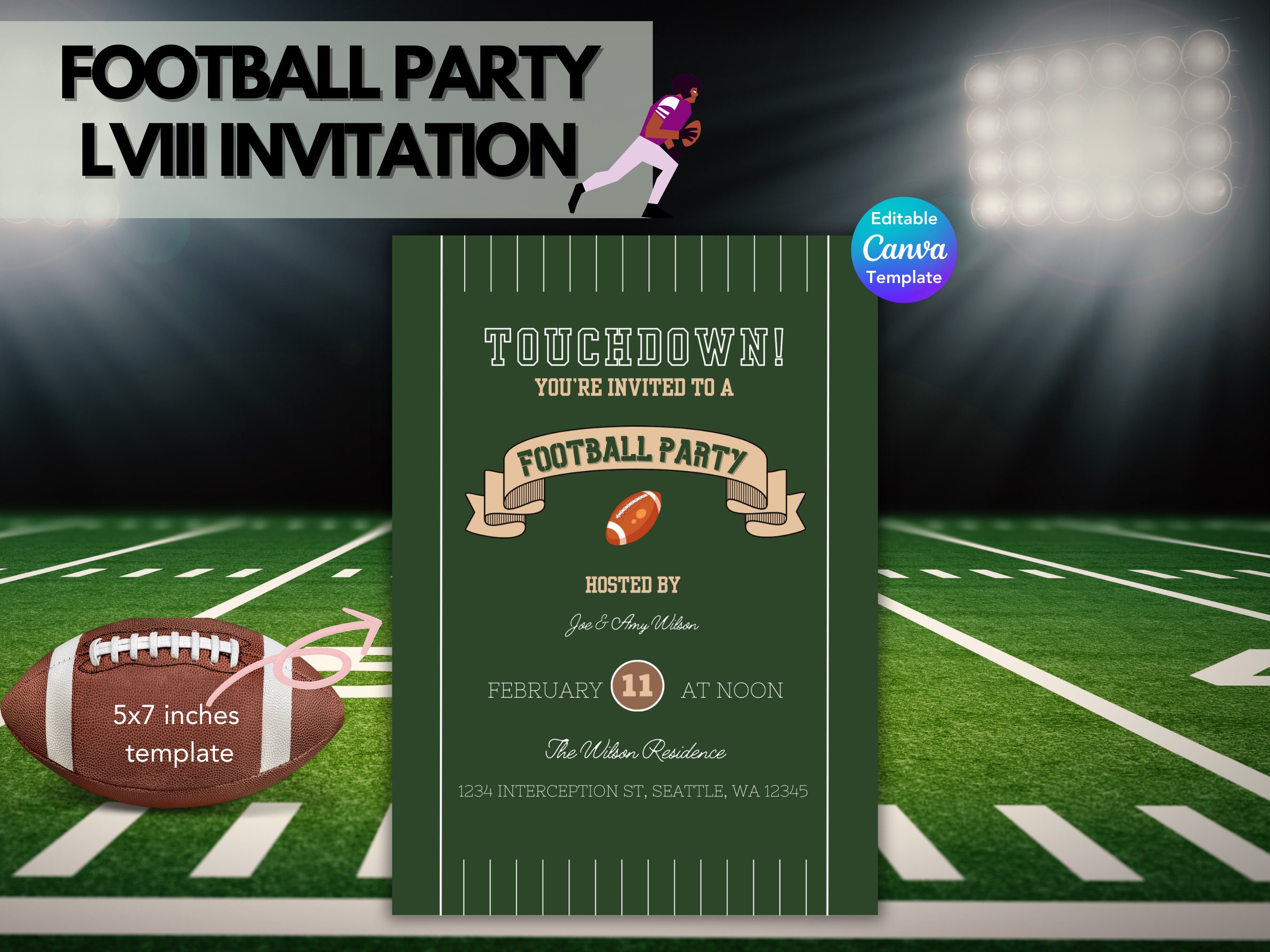 Football Invitation Template Football Party Game Day Flyer Football
