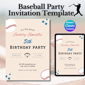 Baseball Invitation Template, Baseball Invite, Sports Invitation, Baseball Birthday Party Invite, Editable Invitation, Sandlot Birthday