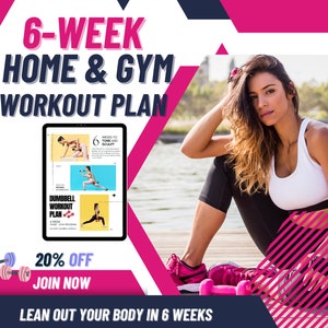 Workout Program | 6 week Workout Program | Fitness Planner | Weight loss program | Home or Gym workout | Home or Gym Workout | Downloadable