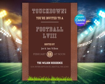 Football Invitation | Game Day Party | Football Sunday | Football PNG | Football player SVG | Instant Download